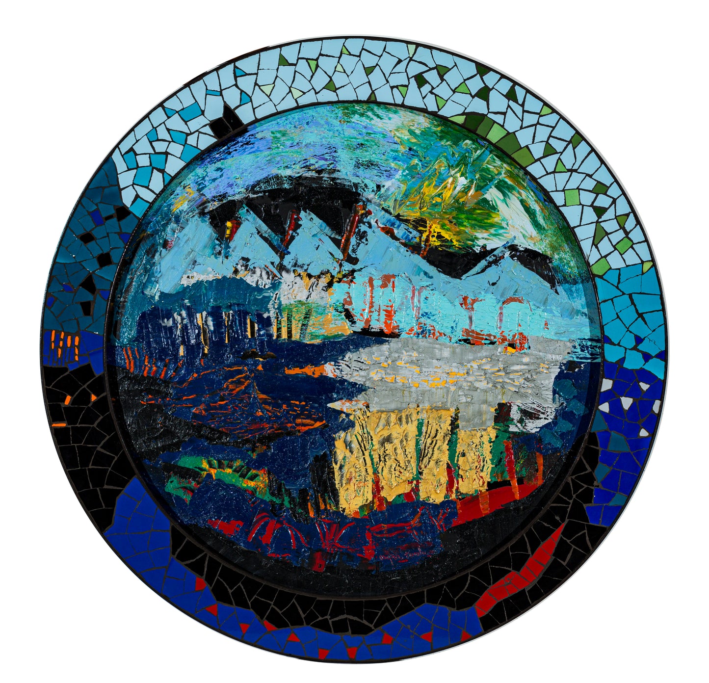 Blue Mosaic Scape by Nupur Kundu
