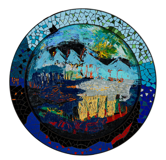 Blue Mosaic Scape by Nupur Kundu
