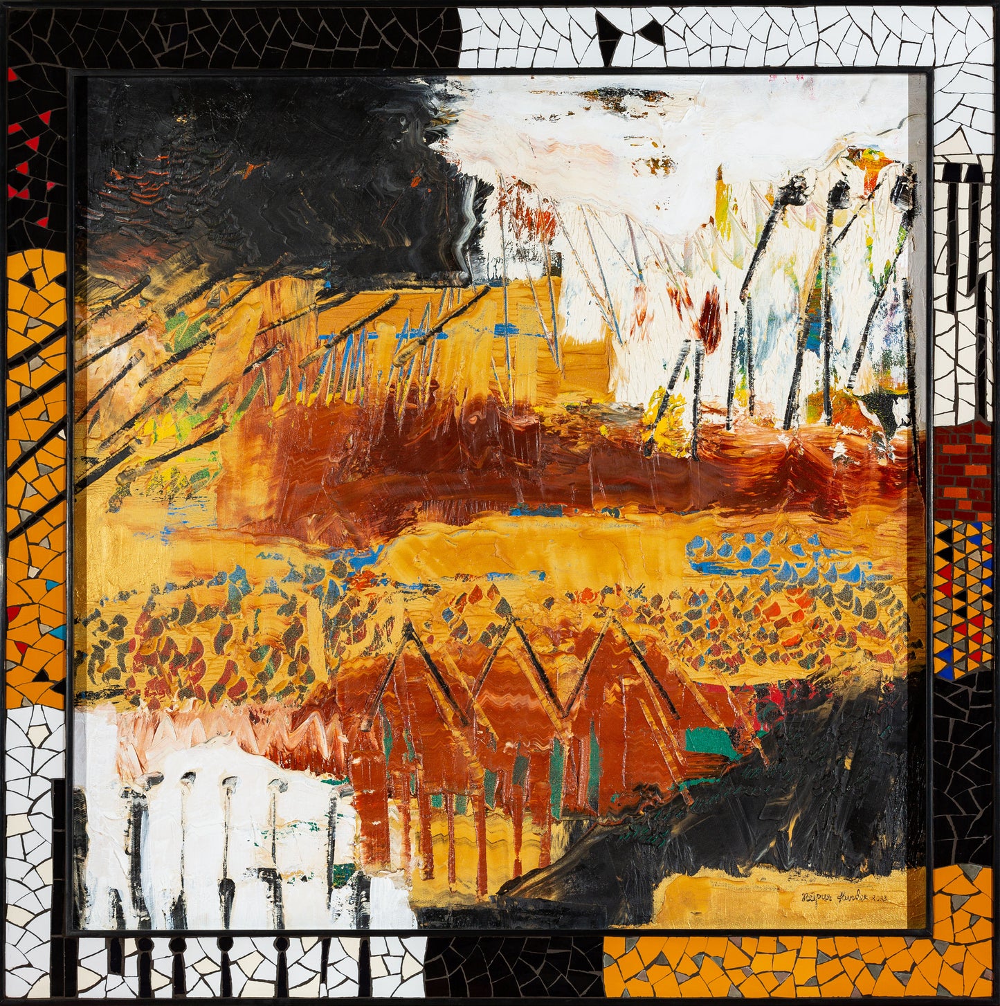Mosaic Square Scape 1 by Nupur Kundu